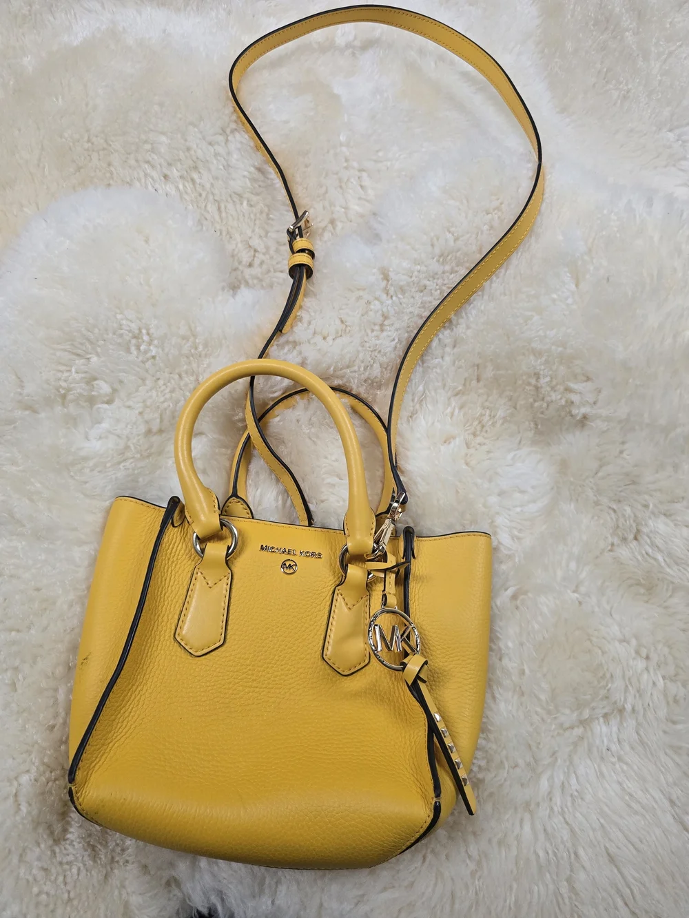 Michael Kors Yellow Pebbled Leather Mini Satchel